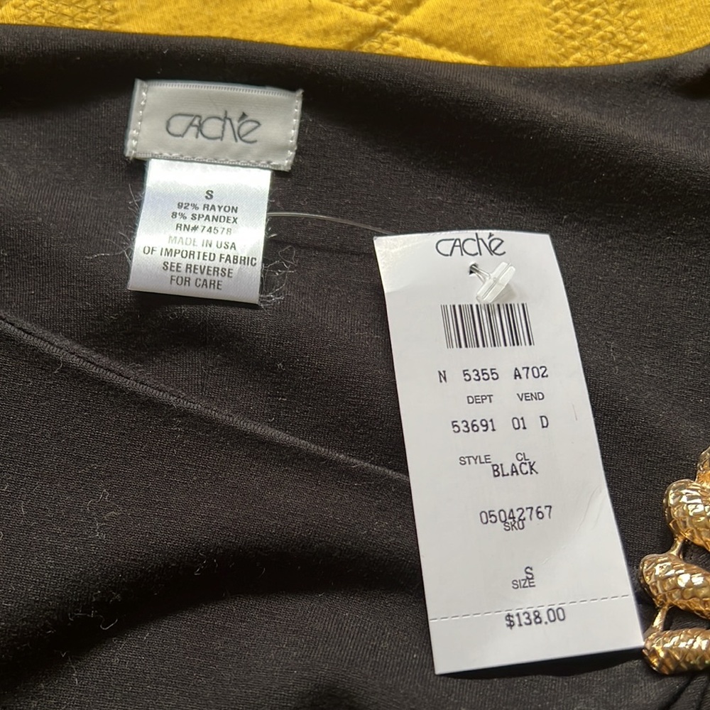 CACHE lbd with unique gold snake  broach. Size S - Picture 4 of 7